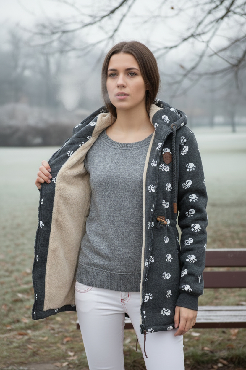 Dámská bundomikina s kožíškem HD denim velké velikosti 4XL až 7XL šedá