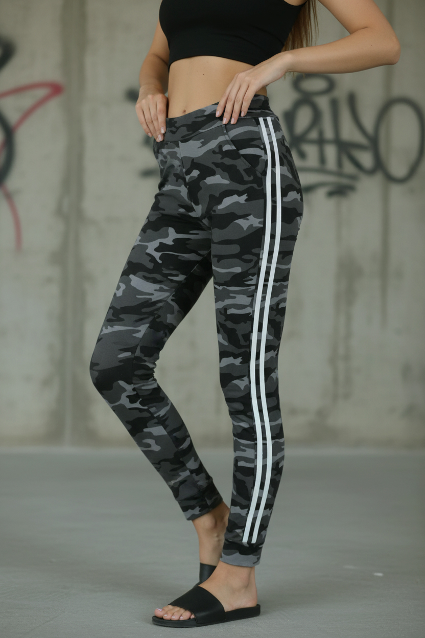 Dámské maskáčové legíny modro šedé