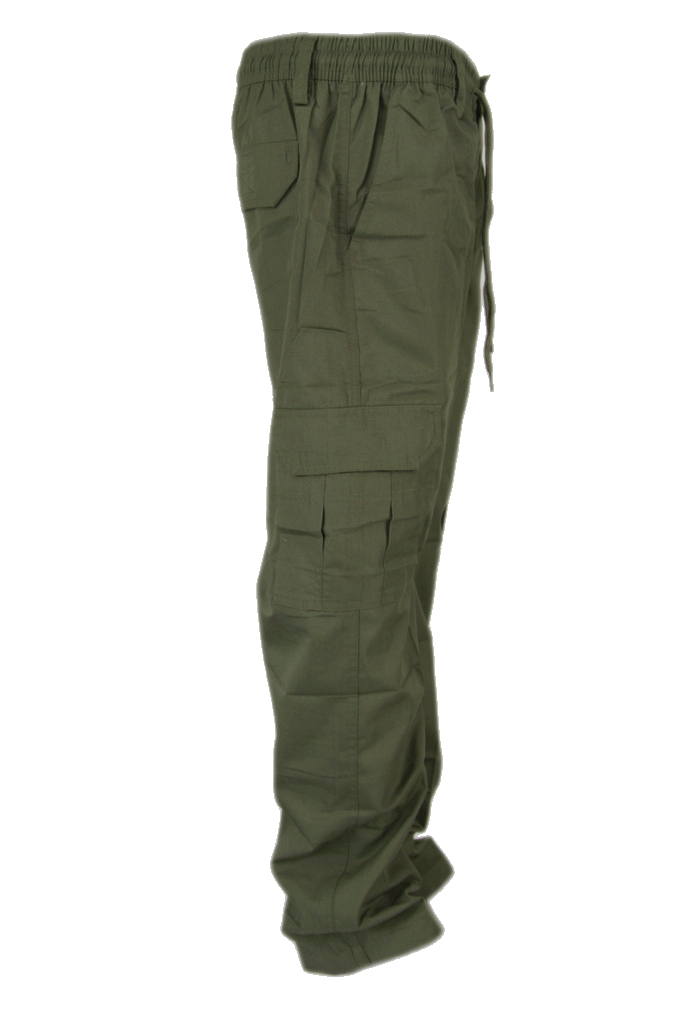 Pánské kalhoty pas do gumy sv. zelená Velké velikosti  Již pouze velL 5XL a 6XL