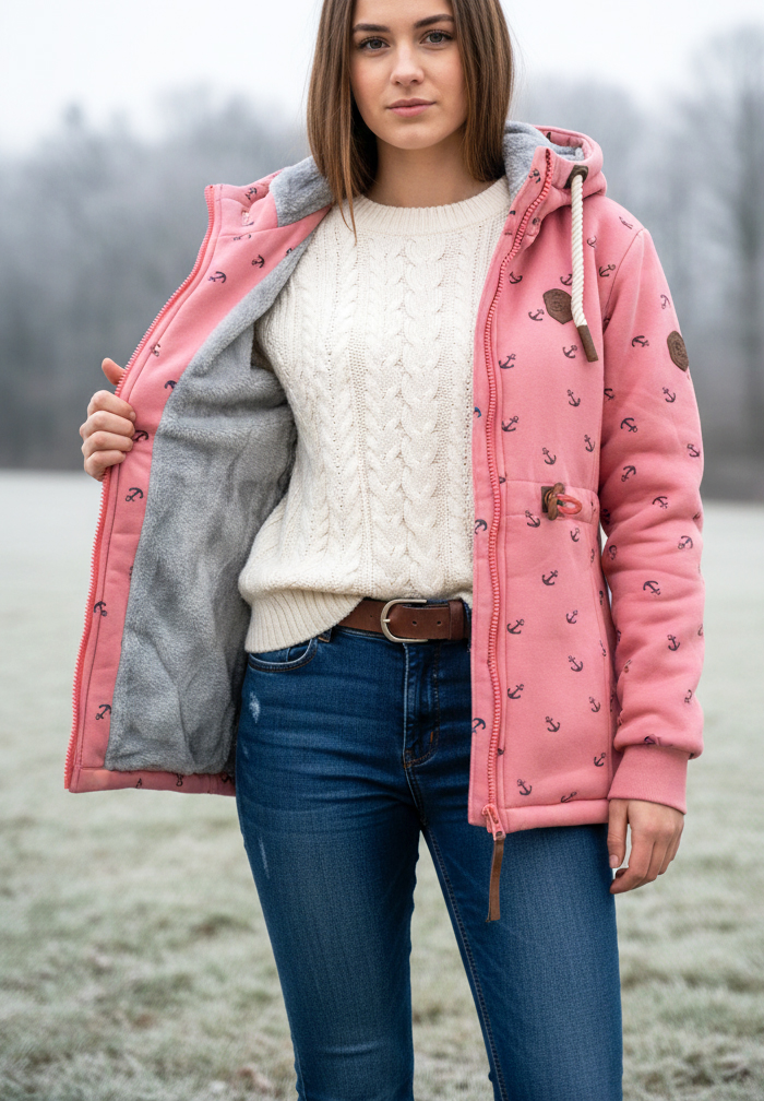 Dámská bundomikina s kožíškem VINTE dlouhá  lososová