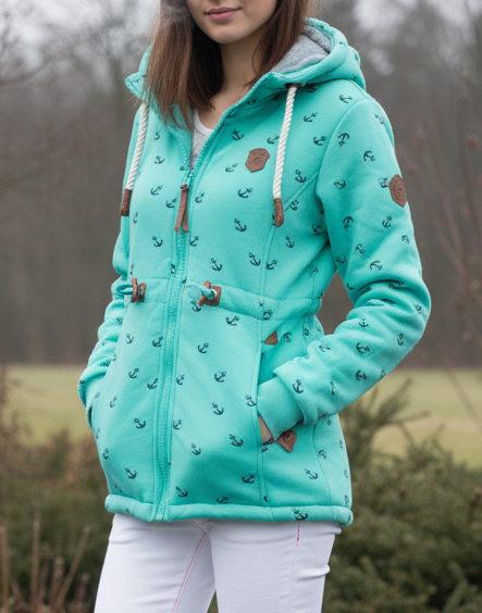 Dámská bundomikina s kožíškem VINTE dlouhá zelinkavá Již pouze vel. L a XXXL