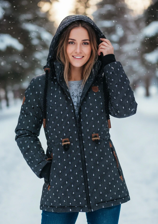  Dámská zimní parka s kožíškem VINTE velké velikosti 2XL až 6XL tm.modrá  Již pouze vel. XXXL
