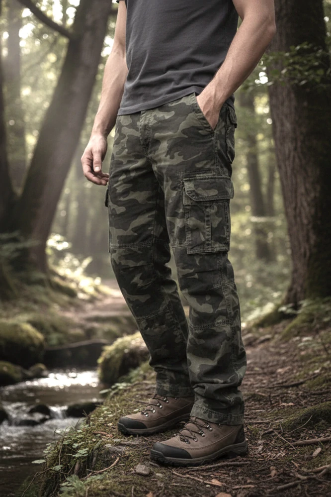 Pánské maskáčové kalhoty woodland (matný)