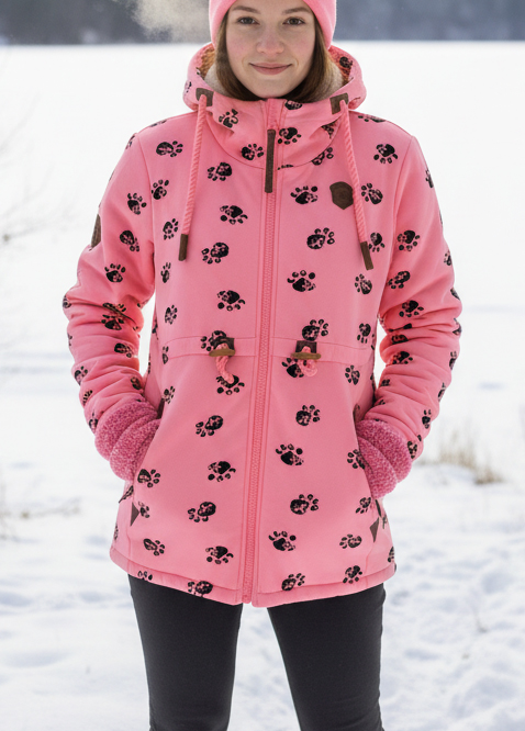 Dámská bundomikina s kožíškem HD denim lososová   Již pouze vel. XXXL