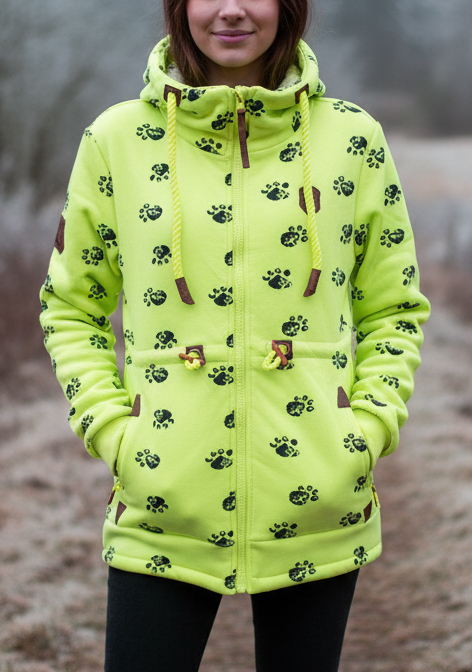 Dámská bundomikina s kožíškem HD denim velké velikosti 4XL až 7XL neonově zelená  Již pouze vel. 4XL