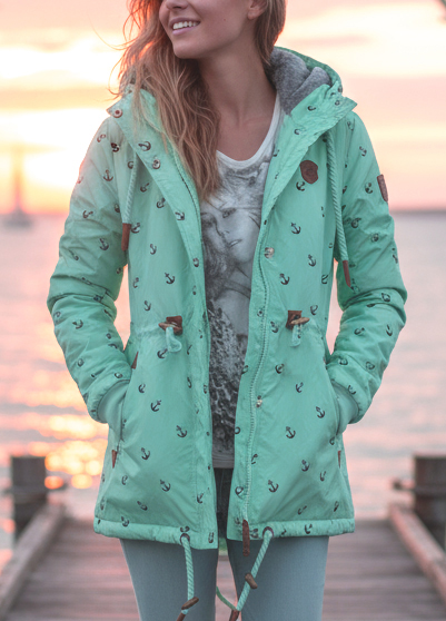 Dámská zimní parka s kožíškem VINTE zelená Již pouze vel. XXL a XXXL