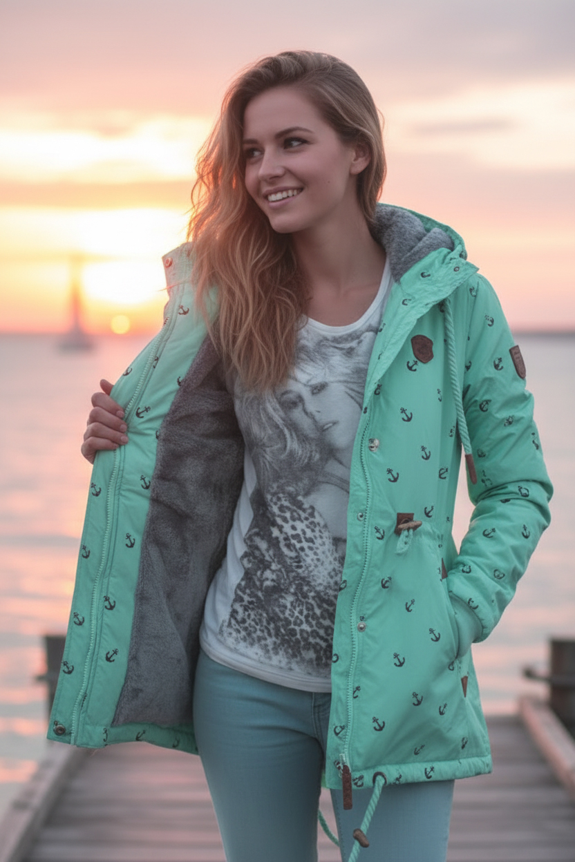  Dámská zimní parka s kožíškem VINTE velké velikosti 2XL až 6XL zelená  Již pouze vel. 5XL
