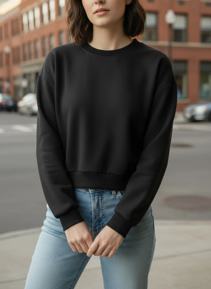 Dámská krátká crop mikina-černá