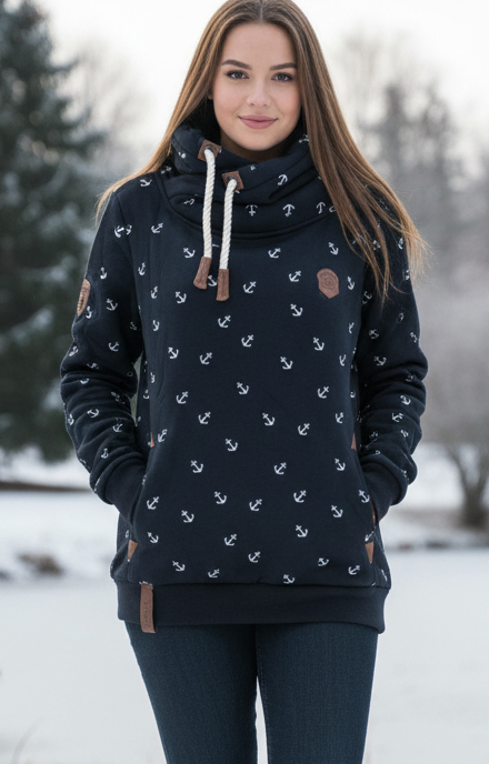 Dámská mikina - velké velikosti 2XL až 7XL modrá