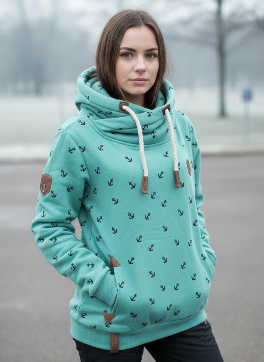 Dámská mikina - velké velikosti 2XL až 7XL modrozelená-světle tyrkysová