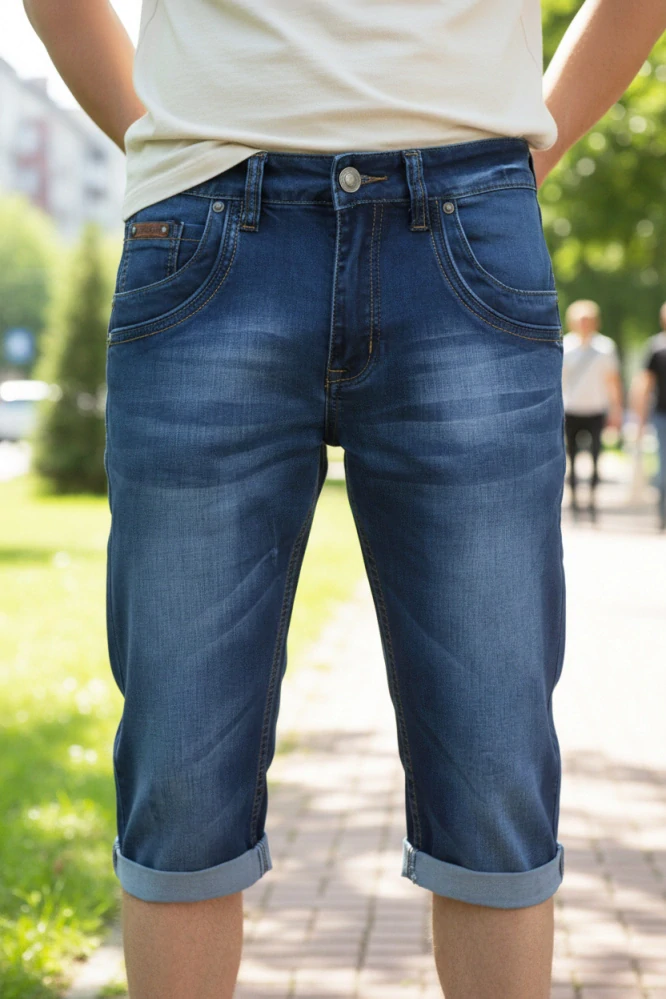 Pánské riflové kraťasy DTgreen modré 100% bavlna