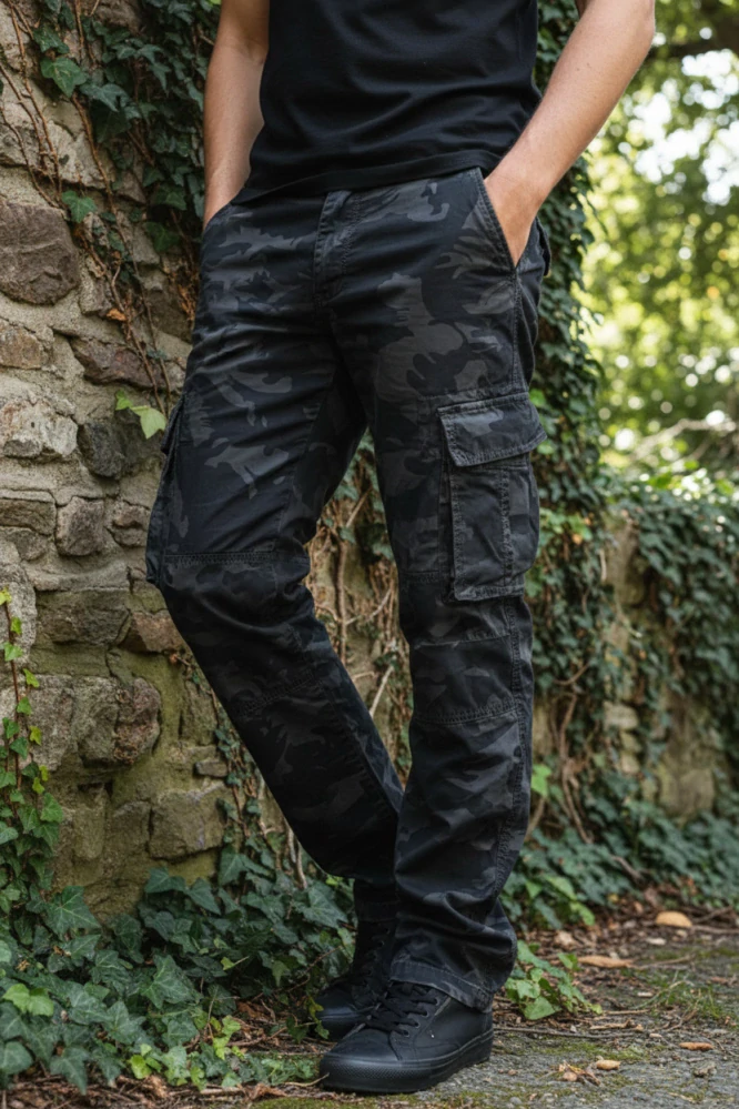 Letní pánské maskáčové kalhoty LOSHAN :  šedo modrá 