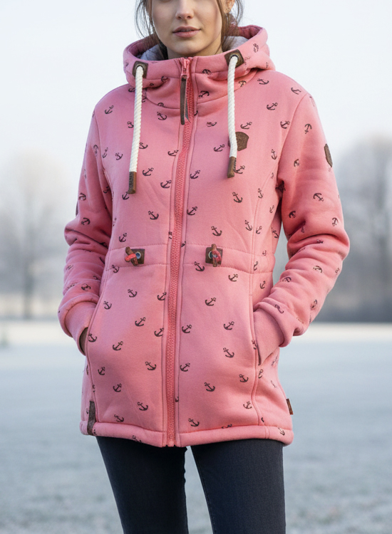 Dámská bundomikina s kožíškem VINTE dlouhá  lososová