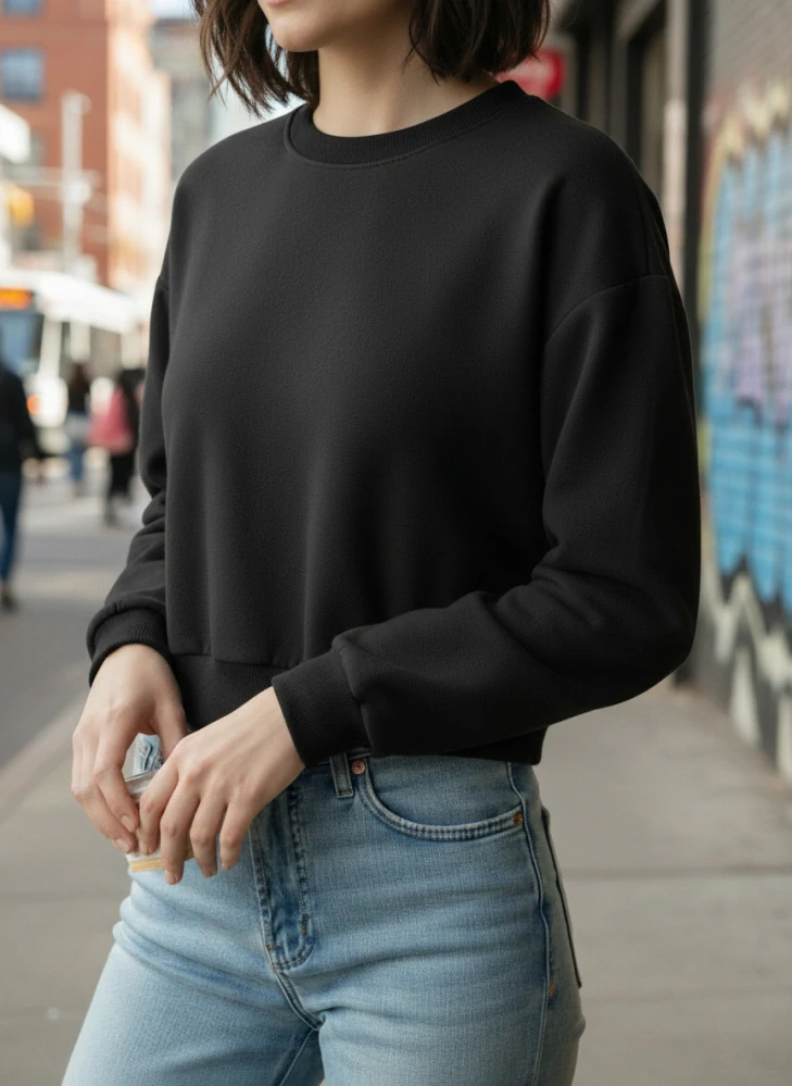 Dámská krátká crop mikina-černá