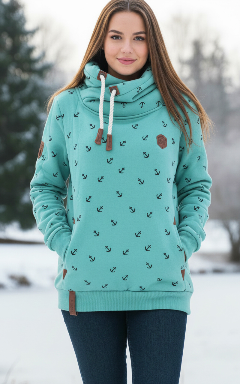 Dámská mikina - velké velikosti 2XL až 7XL modrozelená-světle tyrkysová