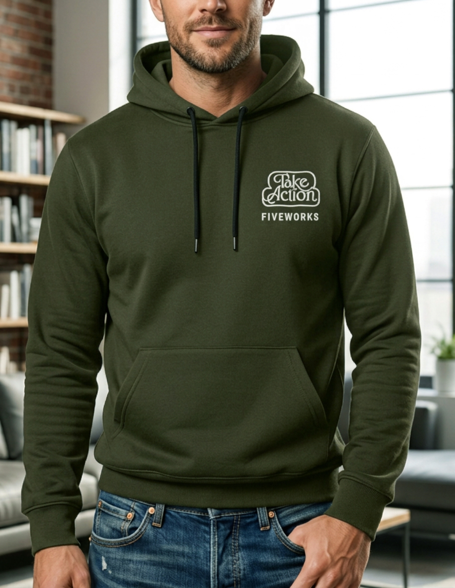 Pánská mikina RVCA fivevorks olivově khaki Výroba Turecko