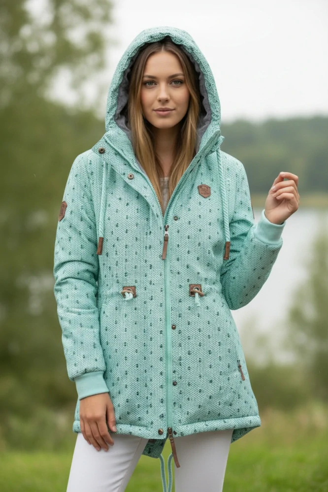  Dámská zimní parka s kožíškem VINTE zelinkavá  Již pouze vel. XXL a XXXL