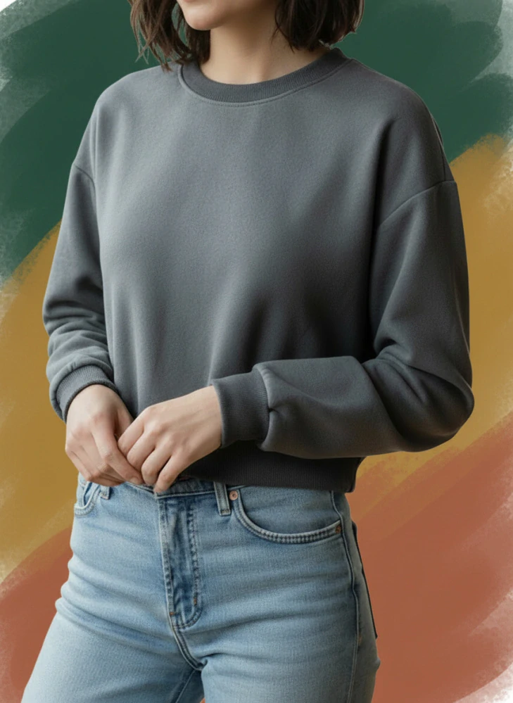 Dámská krátká crop mikina- tm. šedá
