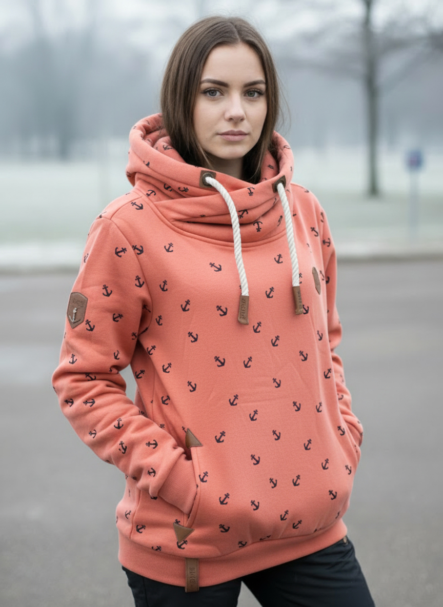 Dámská mikina - velké velikosti 2XL až 7XL  lososová