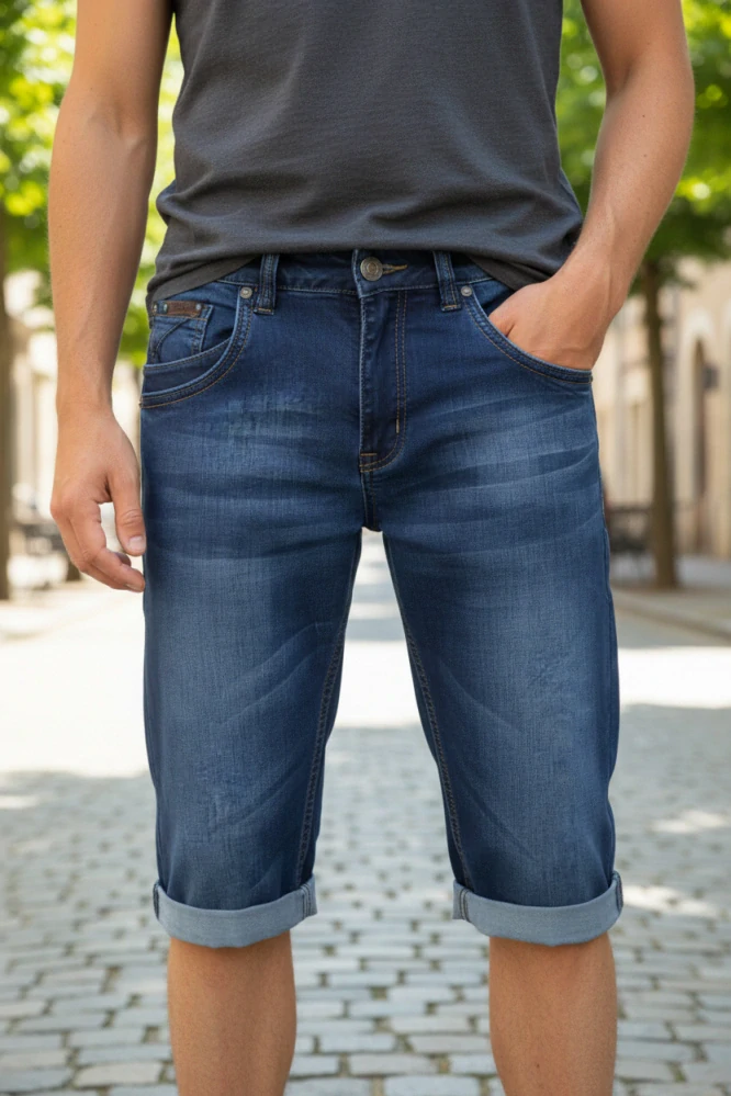 Pánské riflové kraťasy DTgreen modré 100% bavlna