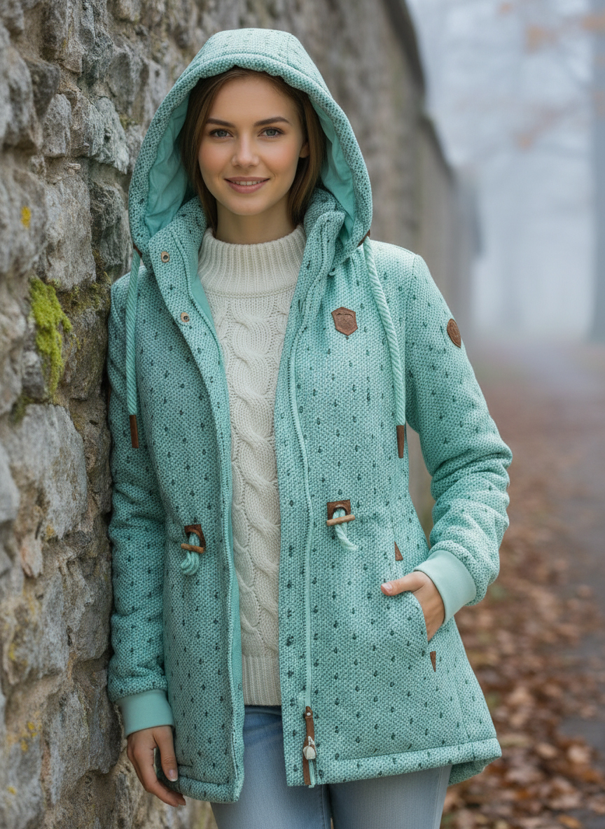 Dámská zimní parka VINTE velké velikosti 2XL až 6XL zelinkavá