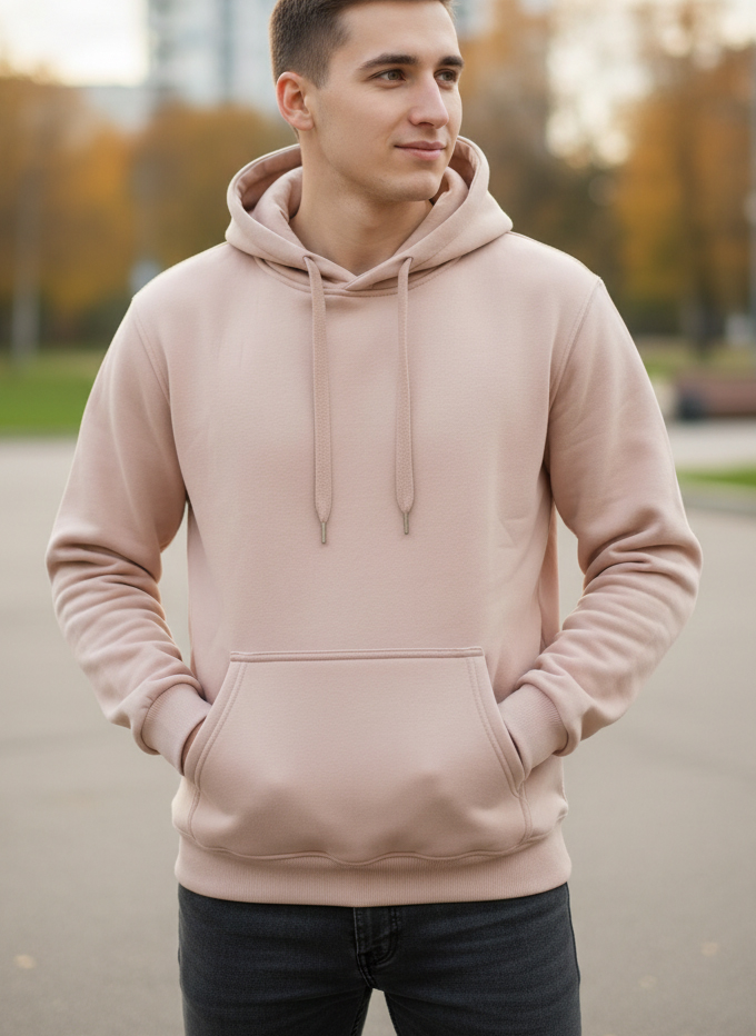 Pánská mikina s kapucí světle hnědá