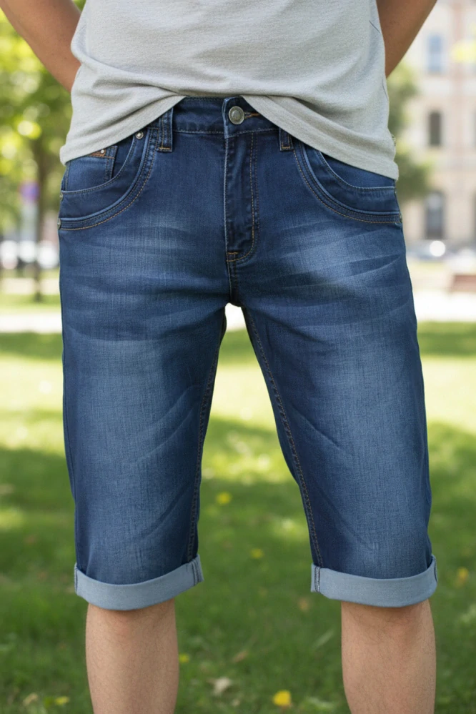 Pánské riflové kraťasy DTgreen modré 100% bavlna