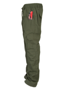 Pánské kalhoty pas do gumy sv. zelená Velké velikosti  Již pouze velL 5XL a 6XL