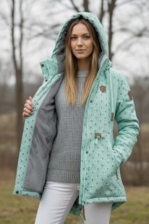 Dámská zimní parka s kožíškem VINTE zelinkavá Již pouze vel. XXL a XXXL
