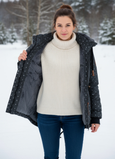  Dámská zimní parka s kožíškem VINTE velké velikosti 2XL až 6XL černá  