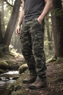 SLEVA velikosti 30  Pas 78cm Pánské maskáčové kalhoty woodland matný