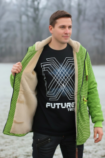 Pánská bundomikina s kožíškem neonově zelená 
