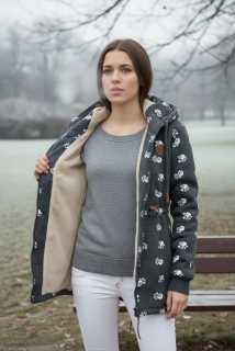 Dámská bundomikina s kožíškem HD denim šedá