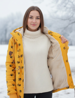 Dámská bundomikina s kožíškem HD denim velké velikosti 4XL až 7XL okrová