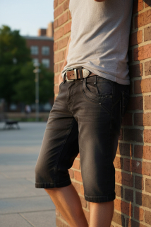 Pánské riflové kraťasy DTgreen černé