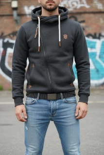 Pánská mikina VINTE tm. šedý melír Již pouze vel. M