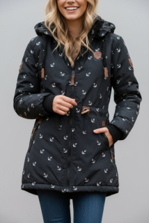 Dámská zimní parka s kožíškem VINTE černá Již pouze vel. XXXL