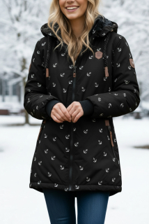 Dámská zimní parka s kožíškem VINTE velké velikosti 2XL až 6XL černá Již pouze vel. XXL