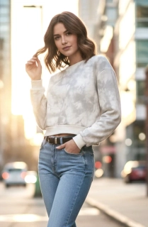 Dámská krátká crop mikina-bílá