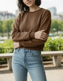 Dámská krátká crop mikina- hnědá