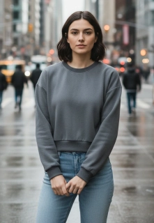 Dámská krátká crop mikina- tm. šedá