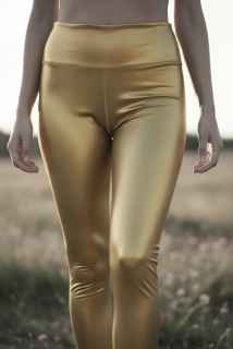 Dámské koženkové legíny Fashion Design zlatá Již poudze vel. S/M