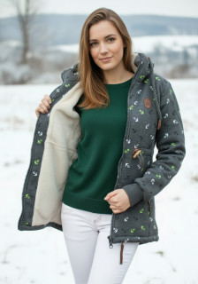 Dámská bundomikina zateplení kožíšek šedá velké velikosti 4XL až 7XL Již pouze vel. 4XL