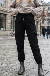Dámské manšestrové kalhoty - černé